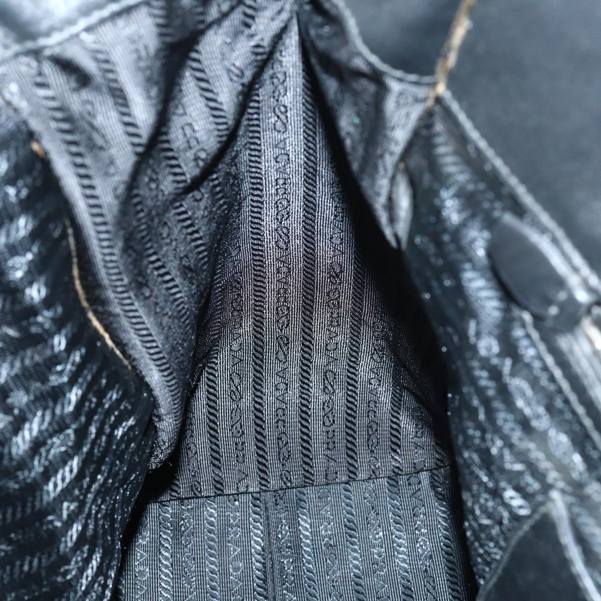 PRADA Tote Bag Leather 2way Black Silver Auth ep10526