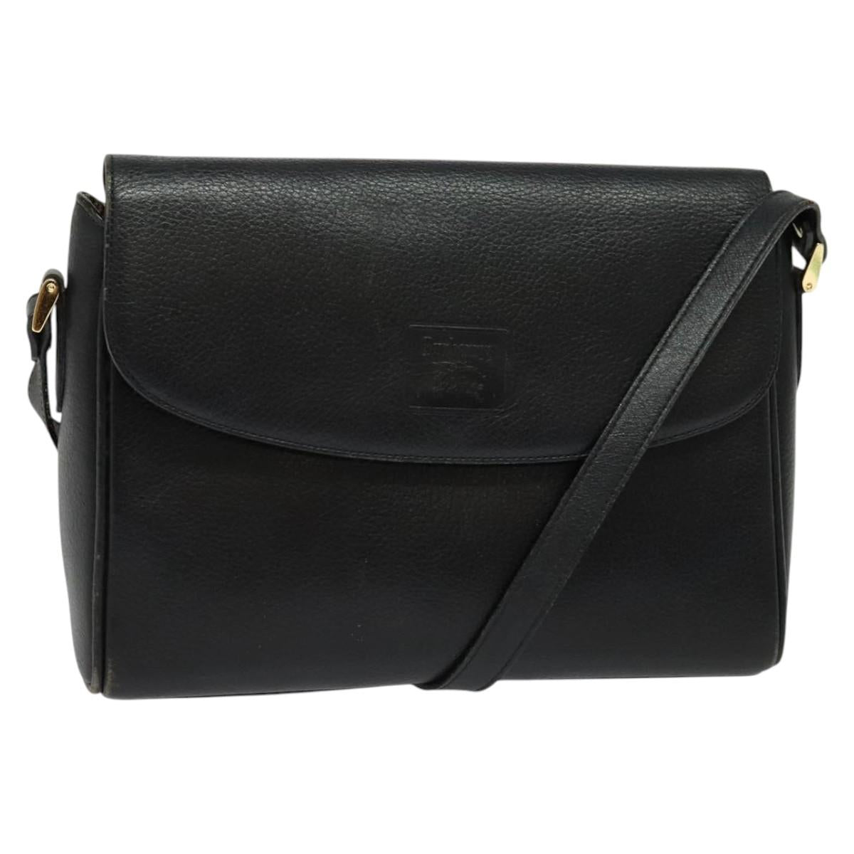 Burberrys Shoulder Bag Leather Gold Black Auth ep10528