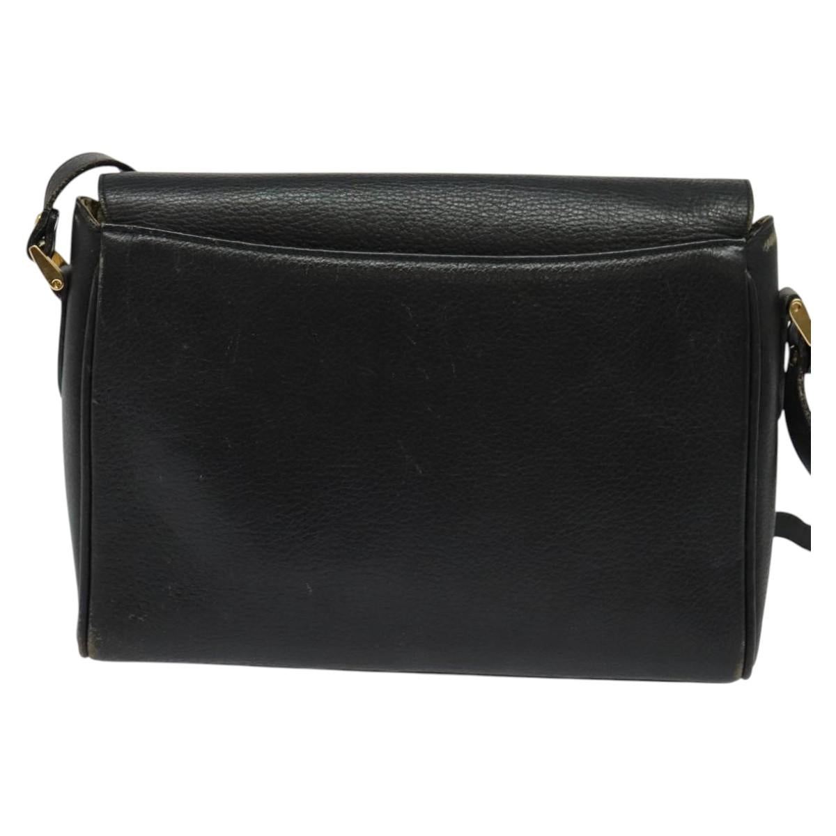 Burberrys Shoulder Bag Leather Gold Black Auth ep10528