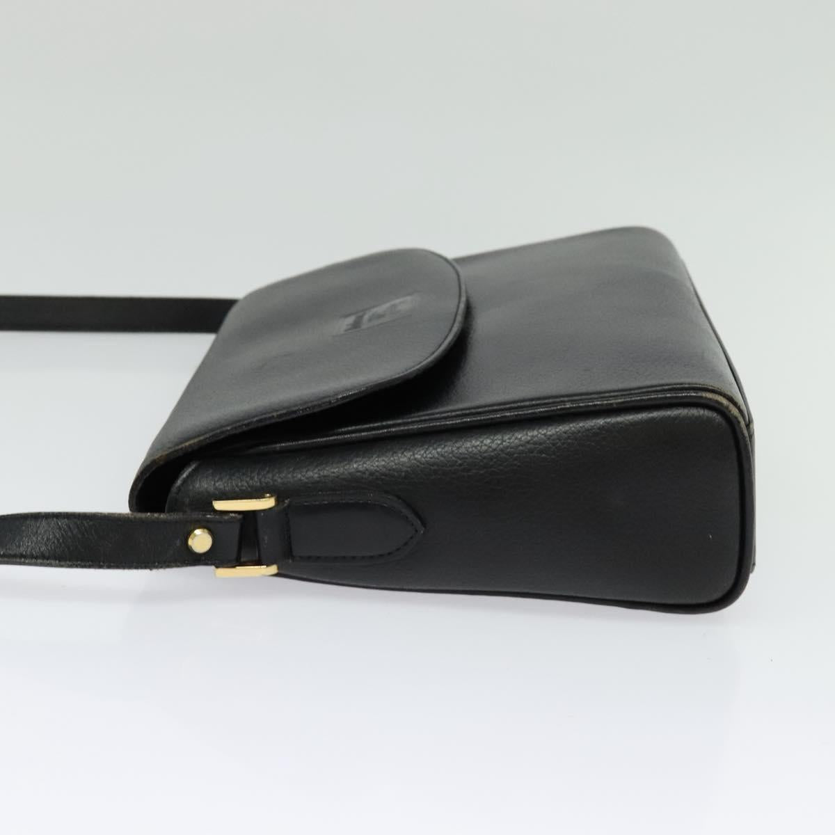 Burberrys Shoulder Bag Leather Gold Black Auth ep10528