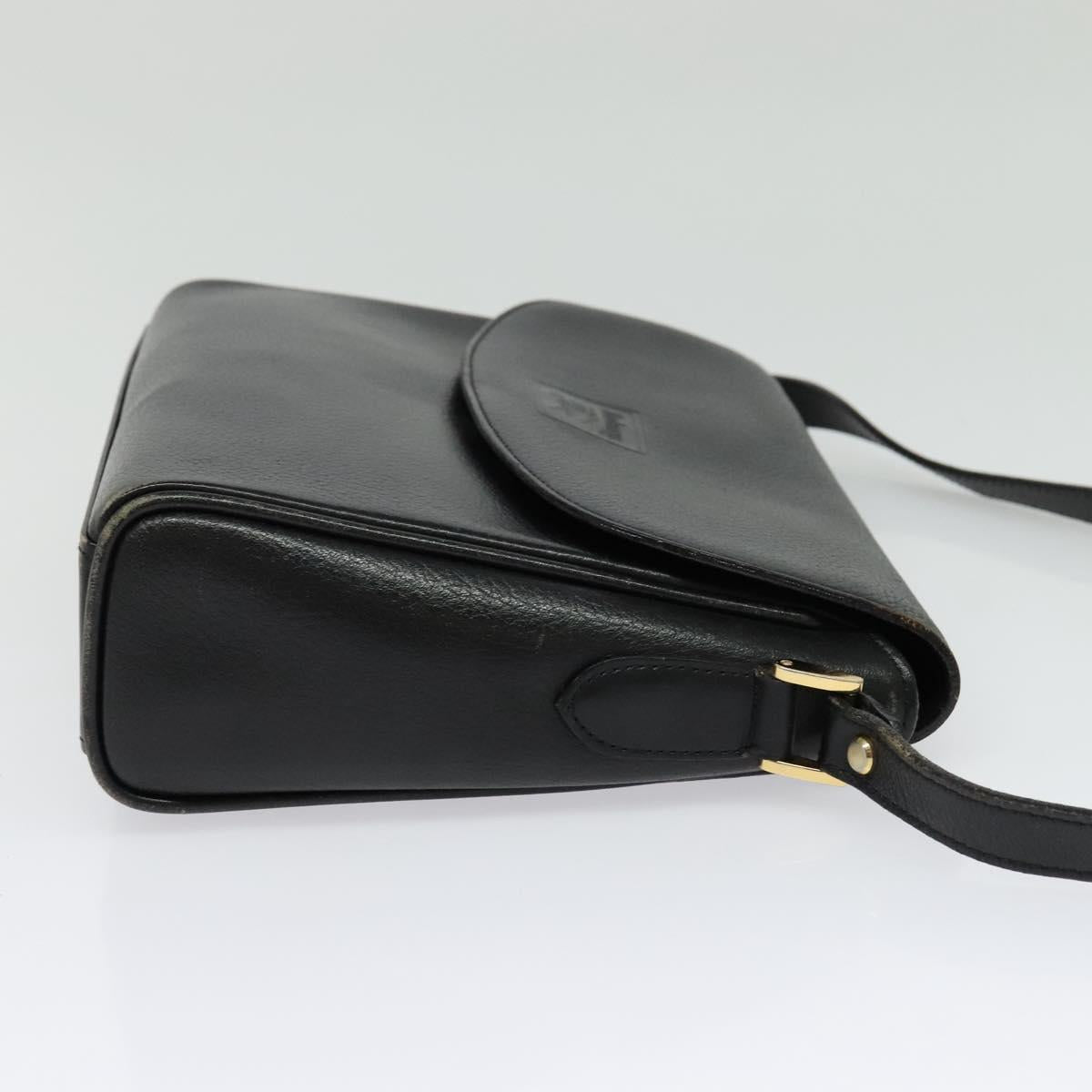 Burberrys Shoulder Bag Leather Gold Black Auth ep10528