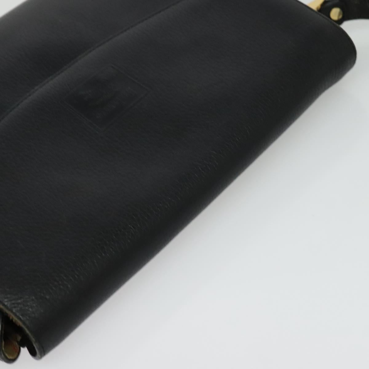 Burberrys Shoulder Bag Leather Gold Black Auth ep10528