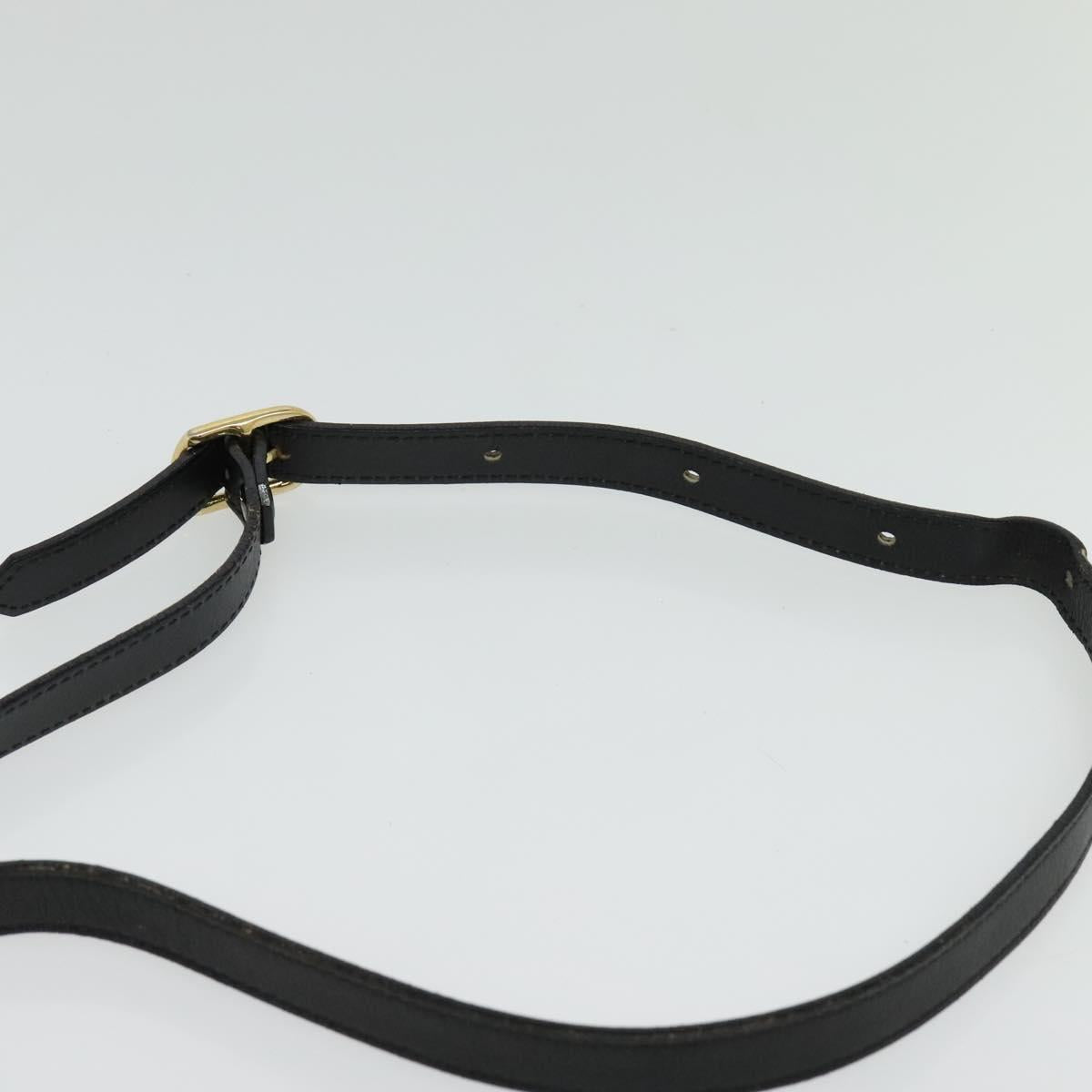 Burberrys Shoulder Bag Leather Gold Black Auth ep10528