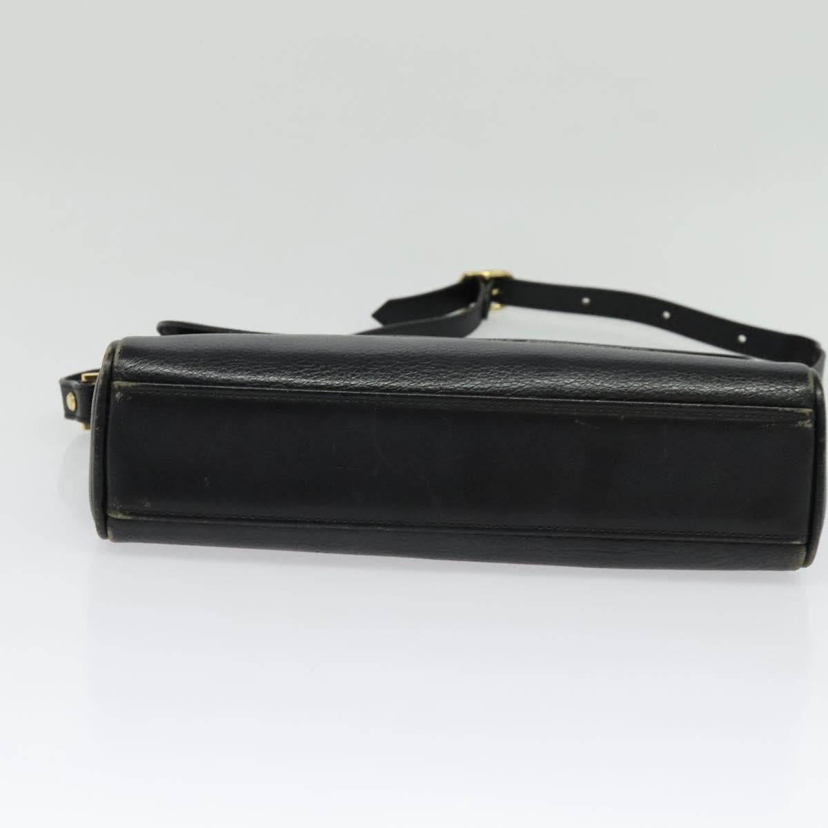 Burberrys Shoulder Bag Leather Gold Black Auth ep10528
