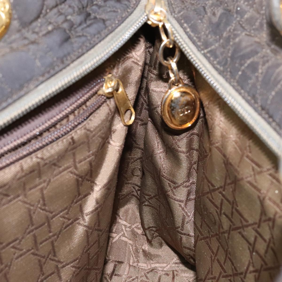 Christian Dior Lady Dior Canage Hand Bag Nylon Khaki Gold Auth ep10529