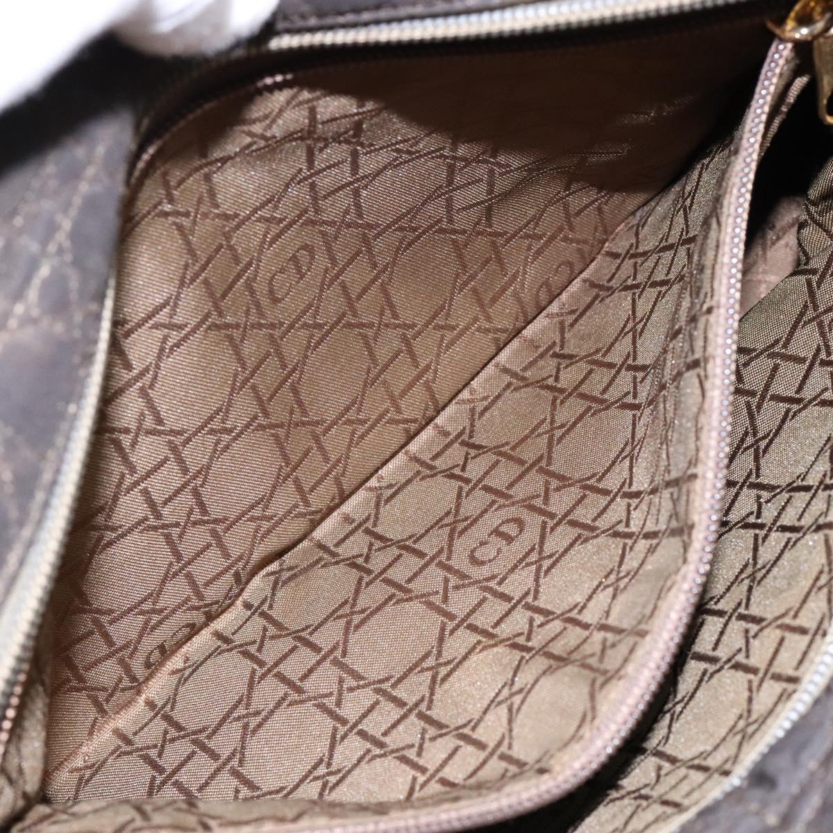 Christian Dior Lady Dior Canage Hand Bag Nylon Khaki Gold Auth ep10529