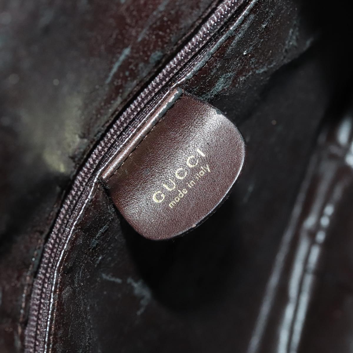 GUCCI Bamboo Hand Bag Leather 2way Brown Gold Auth ep10532