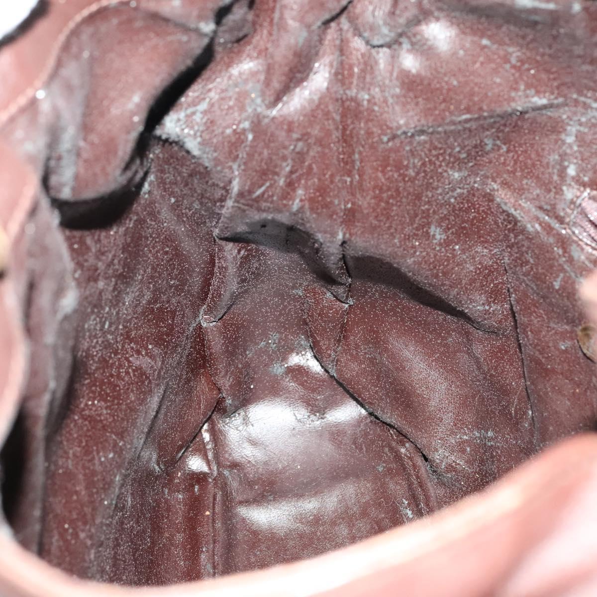 GUCCI Bamboo Hand Bag Leather 2way Brown Gold Auth ep10532