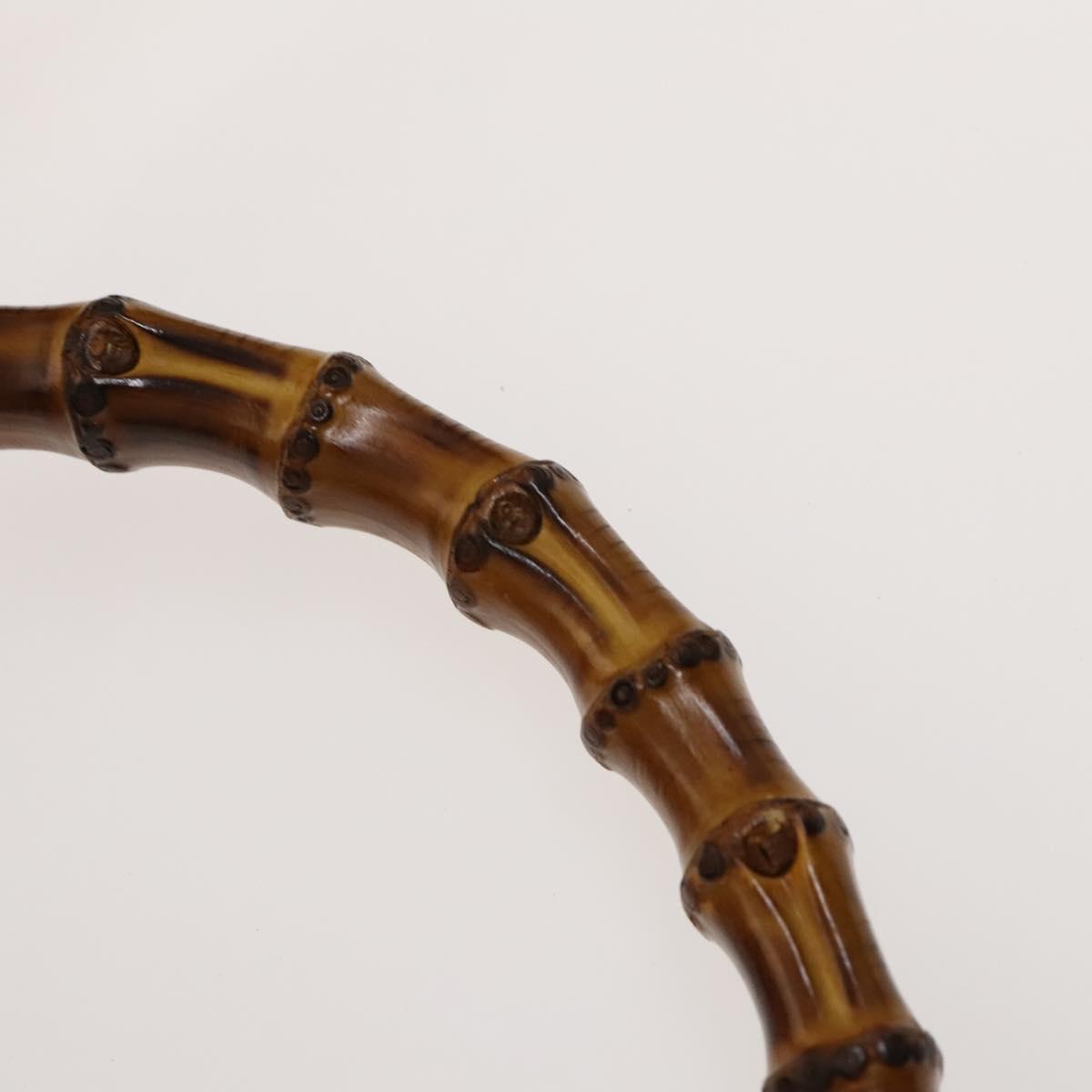 GUCCI Bamboo Hand Bag Leather 2way Brown Gold Auth ep10532