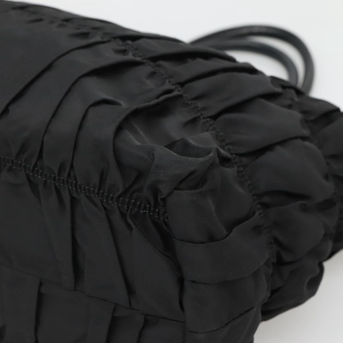 PRADA Tote Bag Nylon Black Silver Auth ep10543