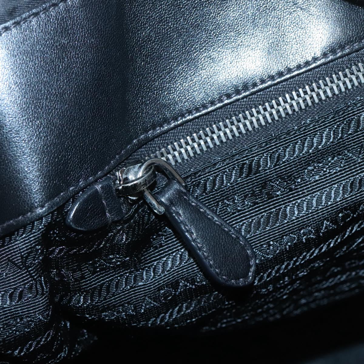 PRADA Tote Bag Nylon Black Silver Auth ep10543