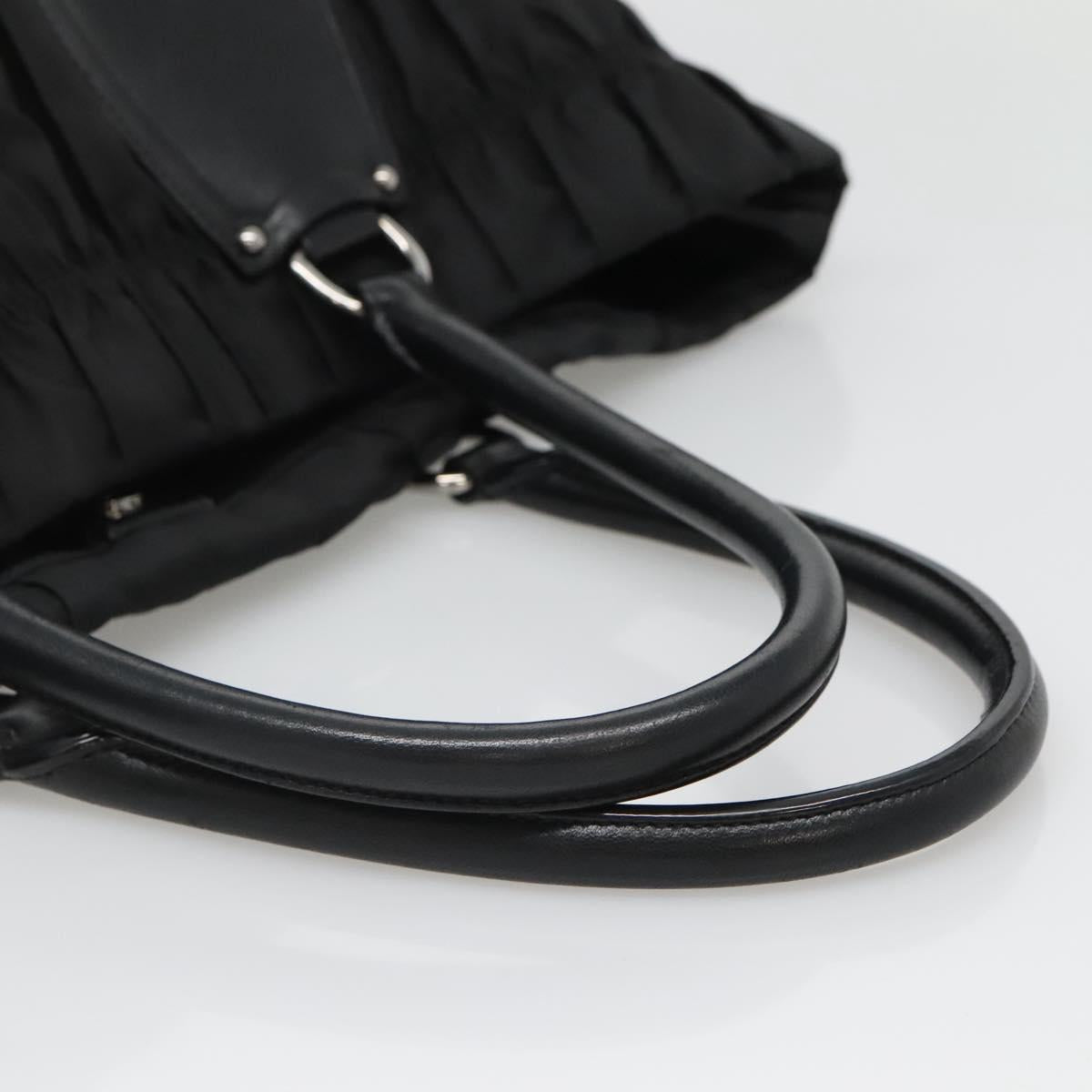 PRADA Tote Bag Nylon Black Silver Auth ep10543