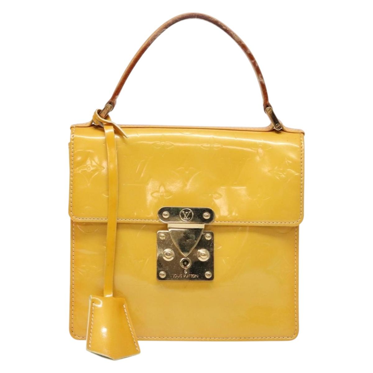 LOUIS VUITTON Monogram Vernis Spring Street Bag Lime Yellow M91068 Auth ep10568