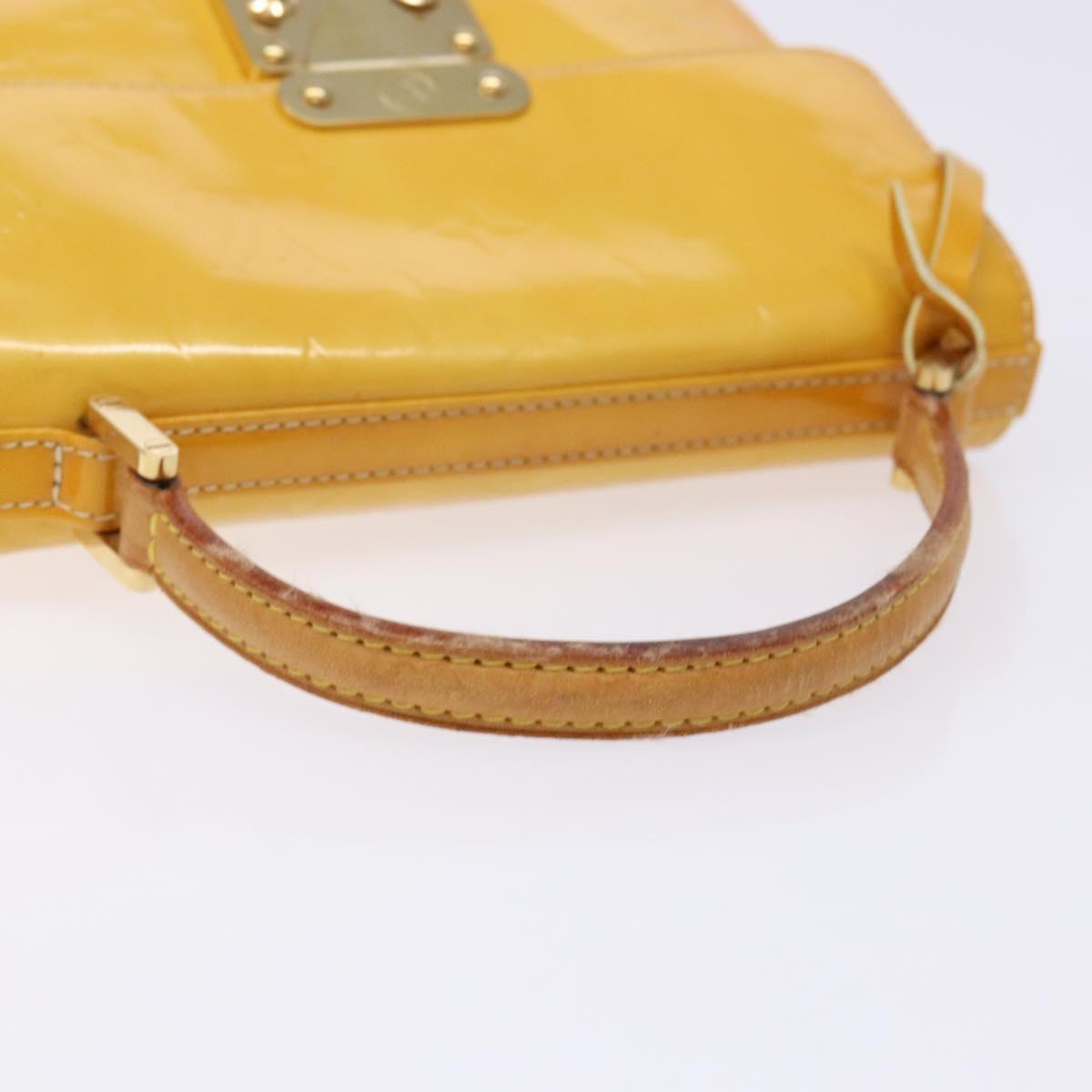 LOUIS VUITTON Monogram Vernis Spring Street Bag Lime Yellow M91068 Auth ep10568