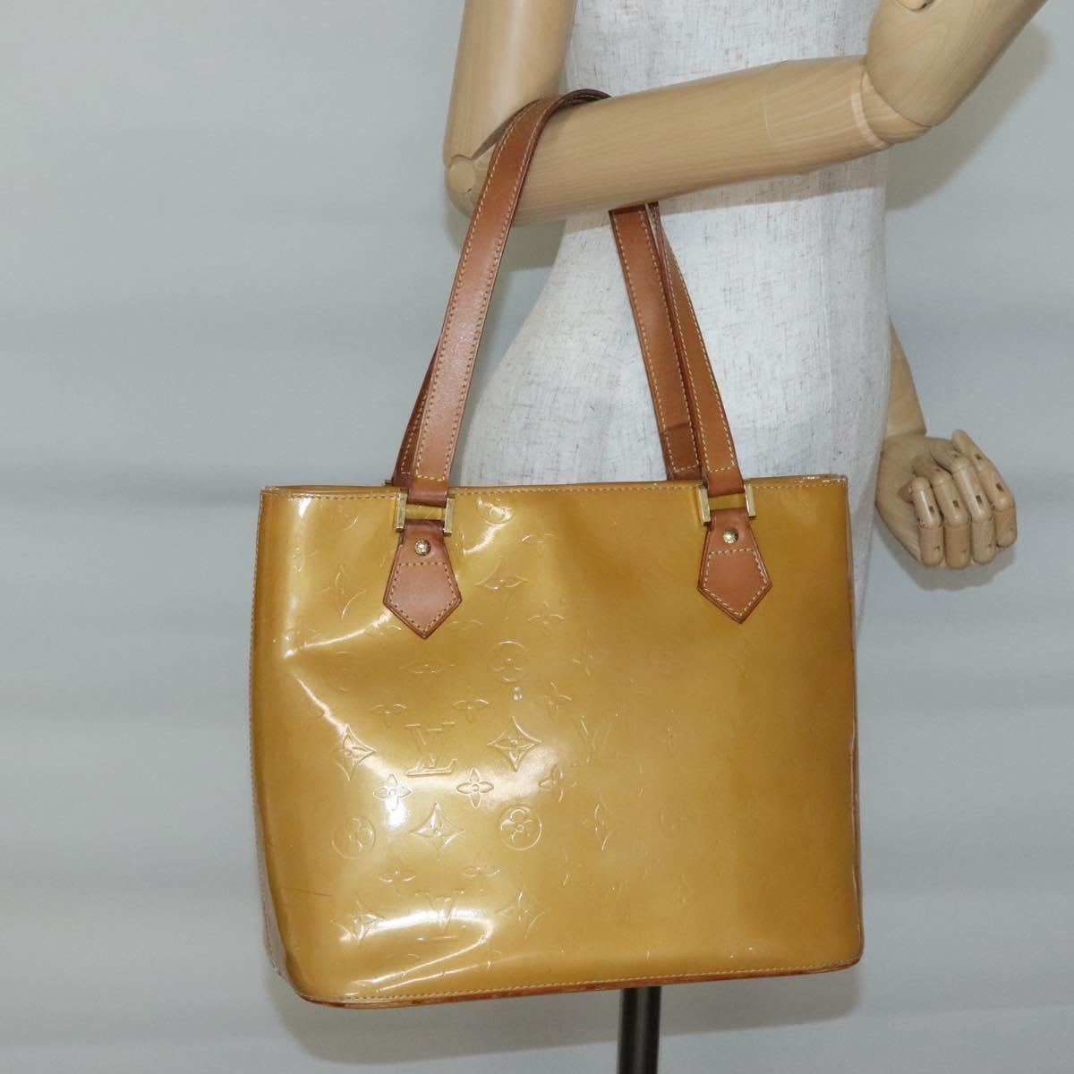LOUIS VUITTON Monogram Vernis Houston Hand Bag Beige M91004 LV Auth ep10571