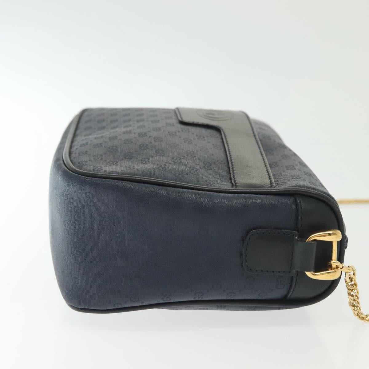 GUCCI Micro GG Supreme Chain Shoulder Bag PVC Navy Gold 001 14 0412 Auth ep10578