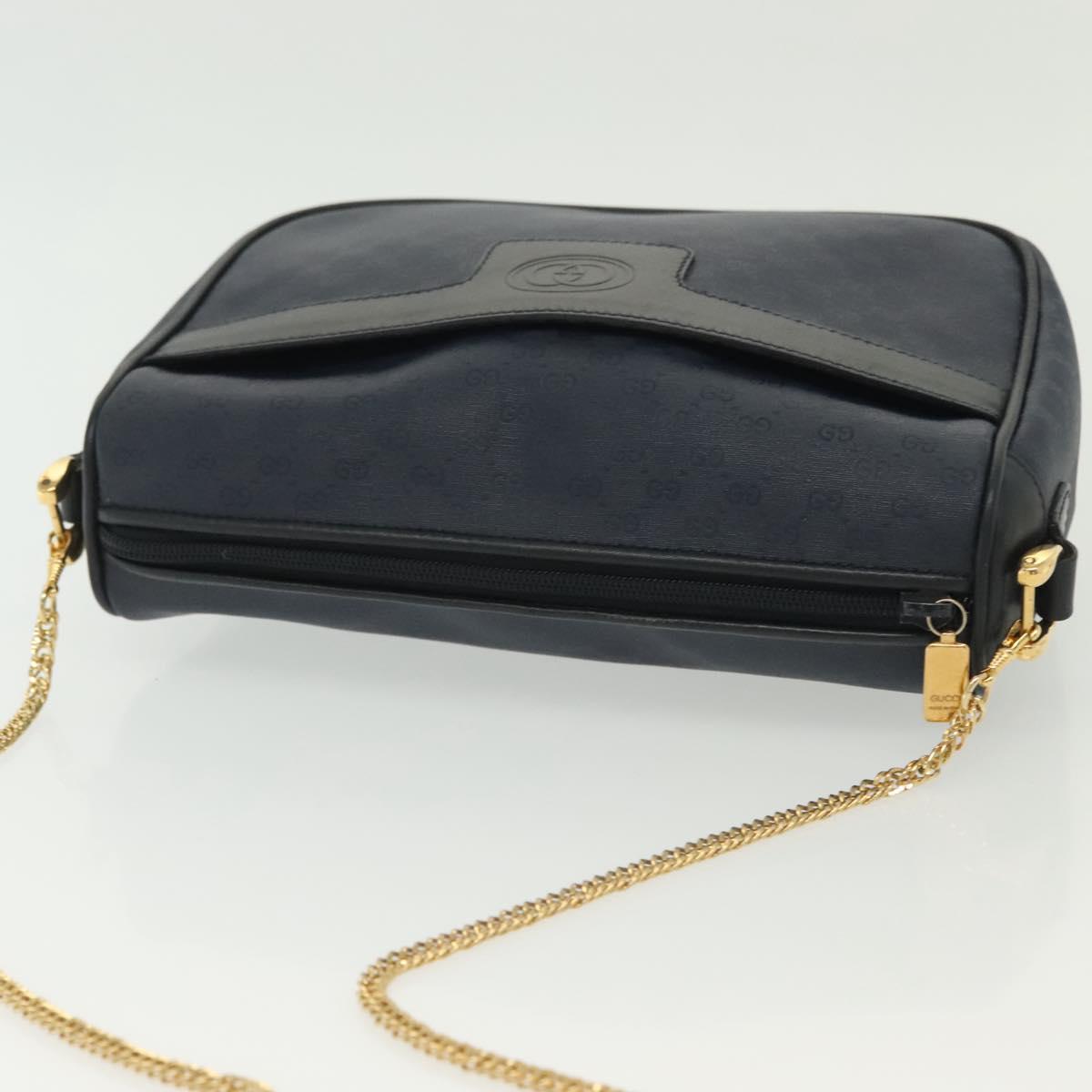 GUCCI Micro GG Supreme Chain Shoulder Bag PVC Navy Gold 001 14 0412 Auth ep10578
