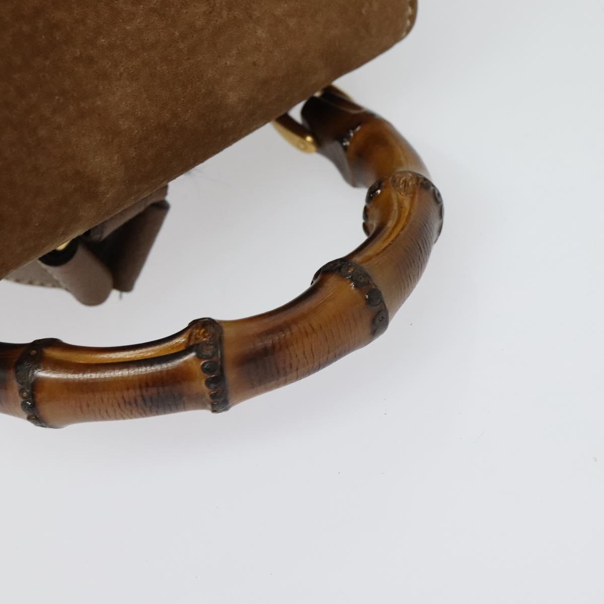 GUCCI Bamboo Backpack Suede Brown Gold 003 58 0030 Auth ep10582