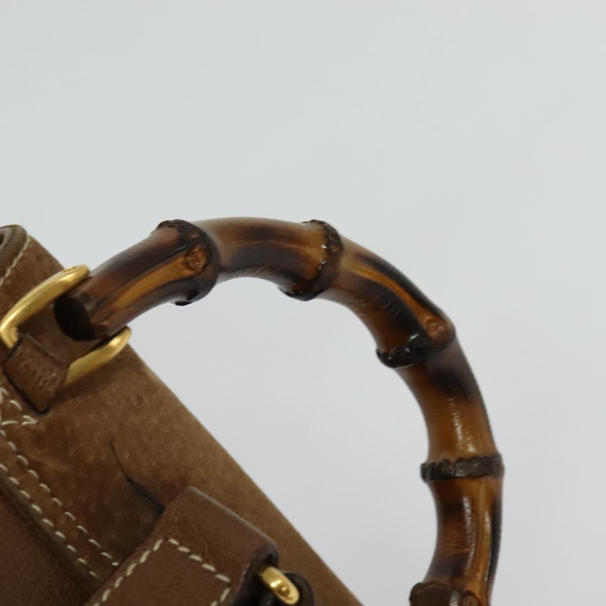 GUCCI Bamboo Backpack Suede Brown Gold 003 58 0030 Auth ep10582