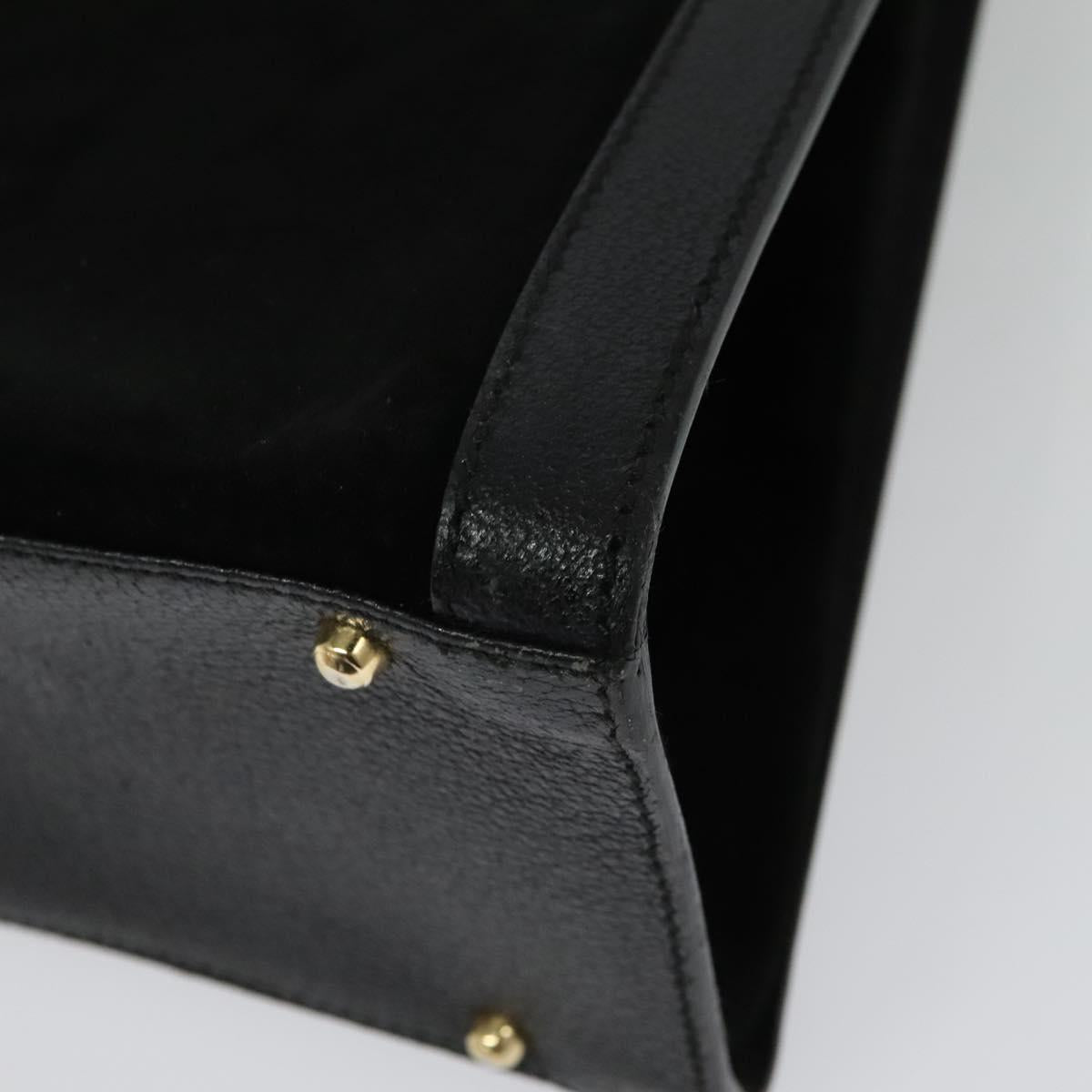 GUCCI Bamboo Hand Bag Suede Leather Black Gold 002 1186 0260 Auth ep10587