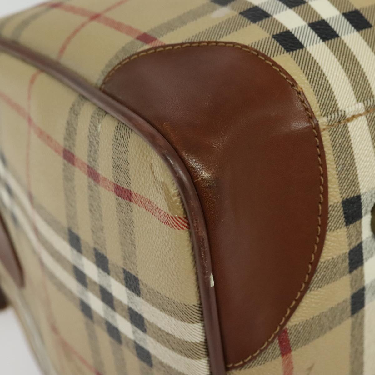 Burberrys Nova Check Boston Bag PVC 2way Beige Auth ep10591