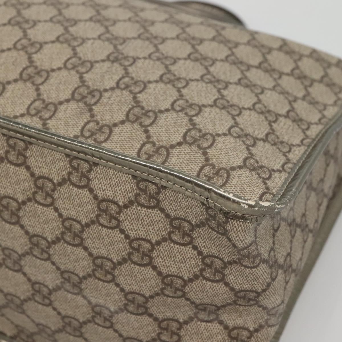 GUCCI GG Supreme Hand Bag PVC Beige Gold 190259 Auth ep10602