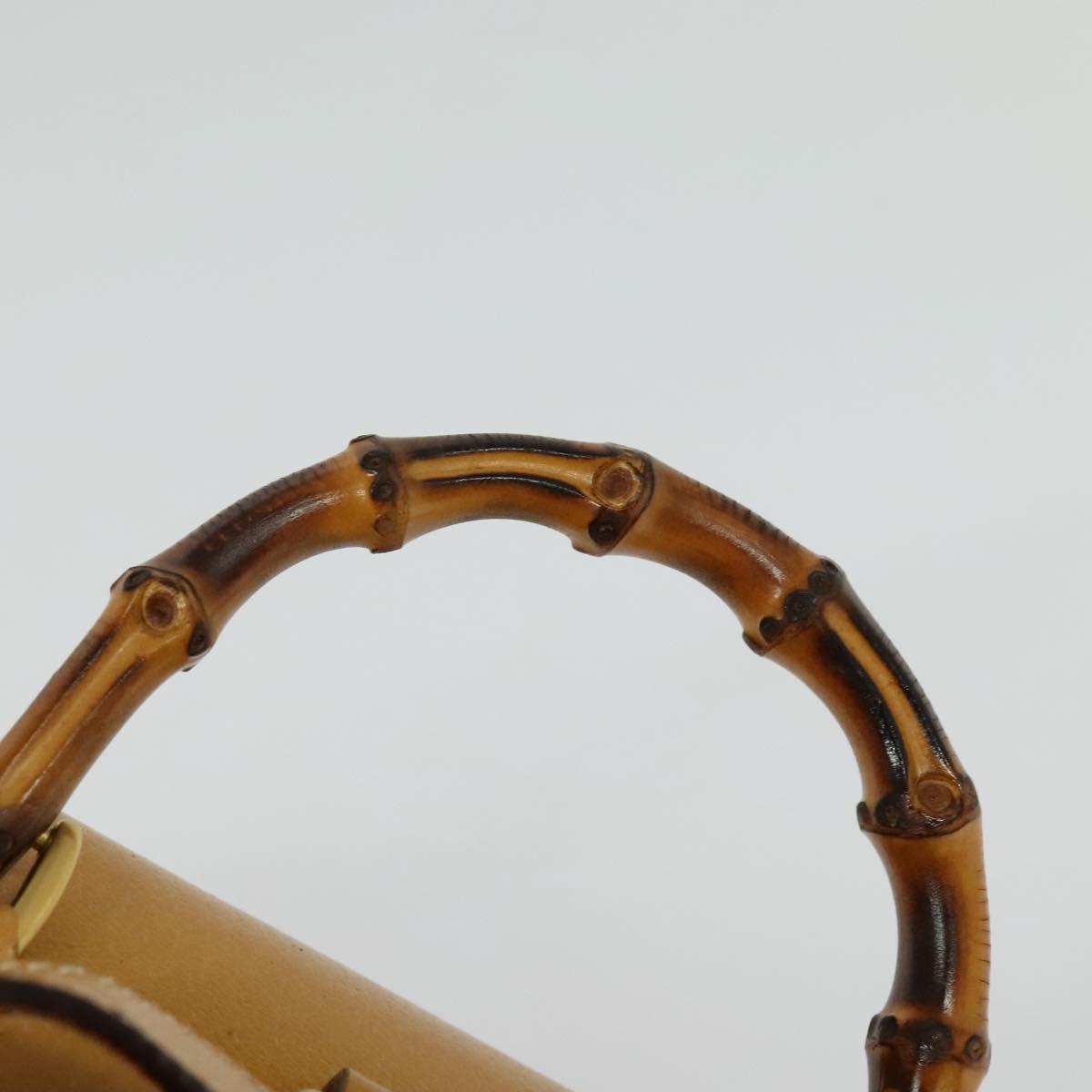 GUCCI Bamboo Backpack Leather Beige Gold 003 2034 0030 Auth ep10604