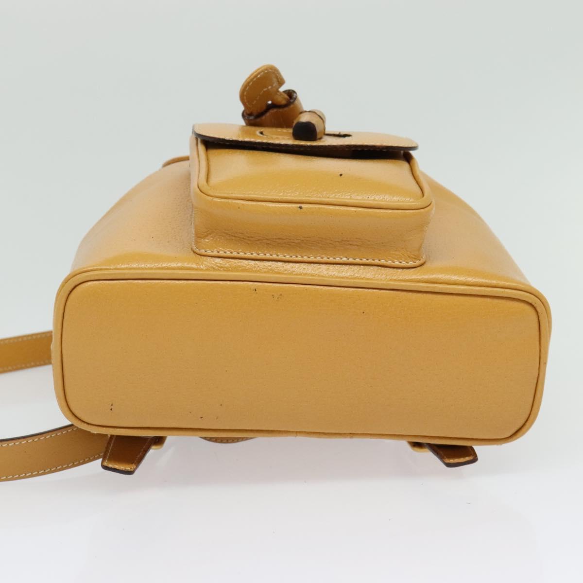 GUCCI Bamboo Backpack Leather Beige Gold 003 2034 0030 Auth ep10604