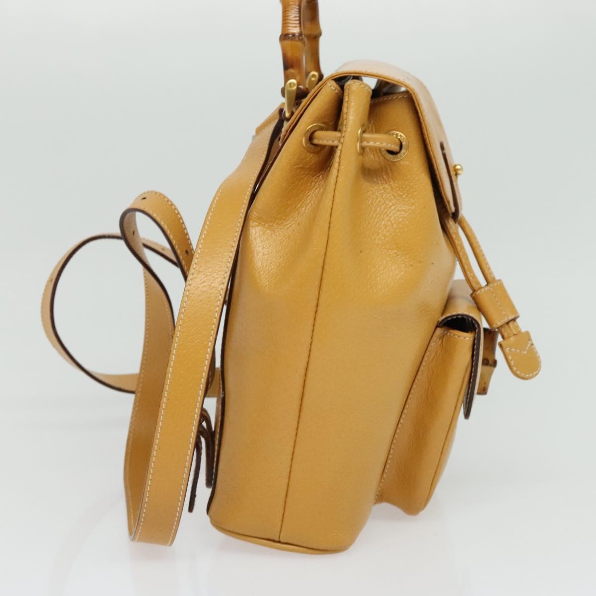 GUCCI Bamboo Backpack Leather Beige Gold 003 2034 0030 Auth ep10604