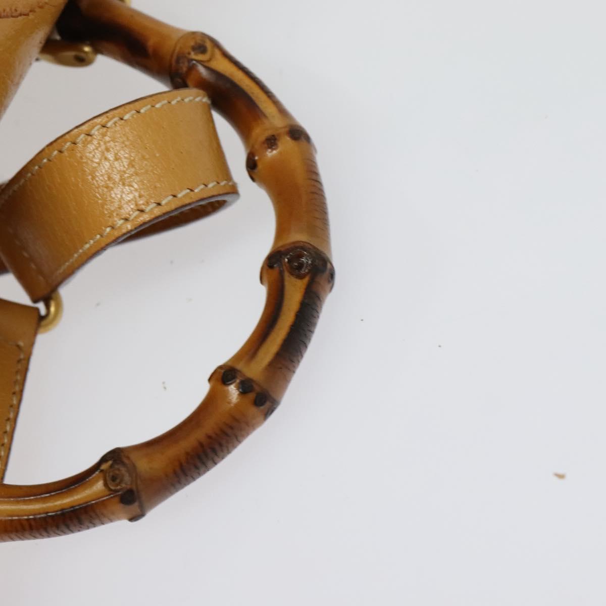 GUCCI Bamboo Backpack Leather Beige Gold 003 2034 0030 Auth ep10604