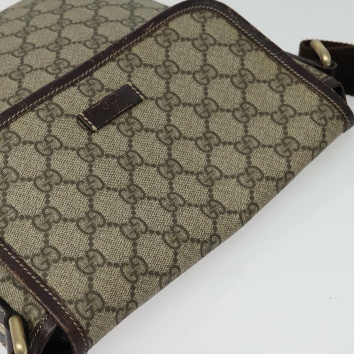 GUCCI GG Supreme Shoulder Bag PVC Beige Silver 223666 Auth ep10605