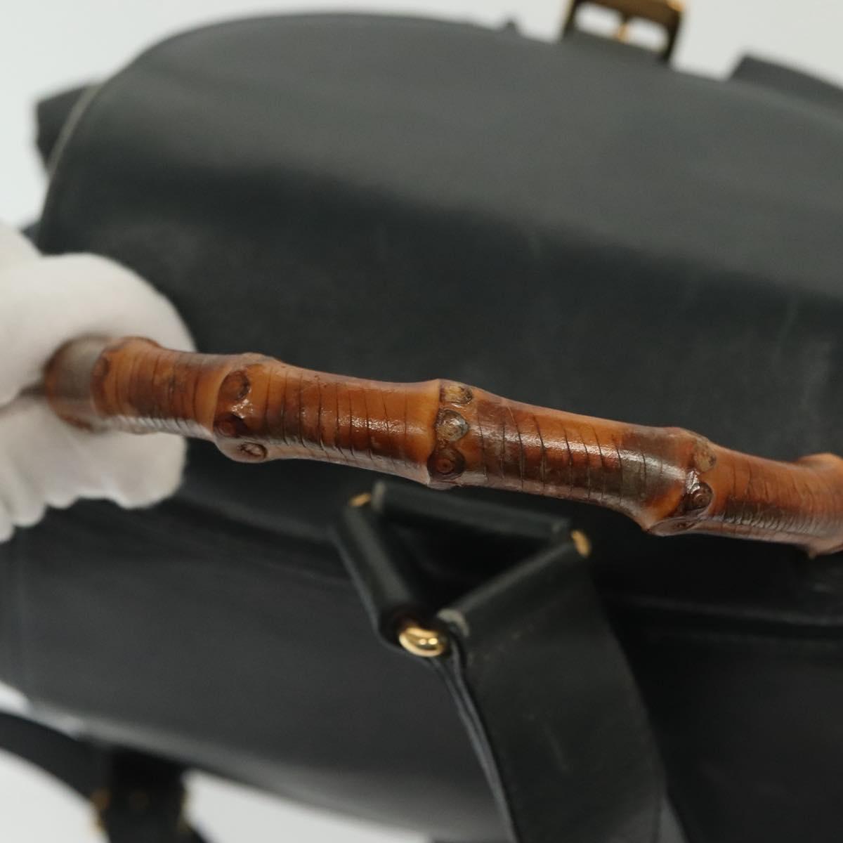 GUCCI Bamboo Backpack Leather Black Gold 003 2058 0016 Auth ep10615