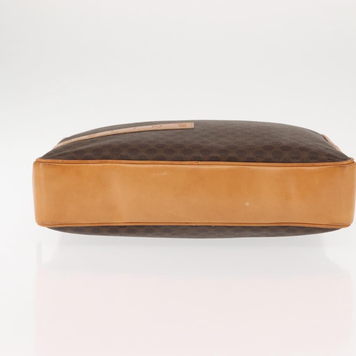 CELINE Macadam Canvas Business Bag PVC Brown Gold Auth ep10631