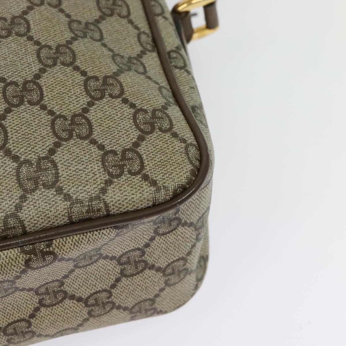 GUCCI GG Supreme Web Sherry Line Shoulder Bag PVC Beige Gold Auth ep10647