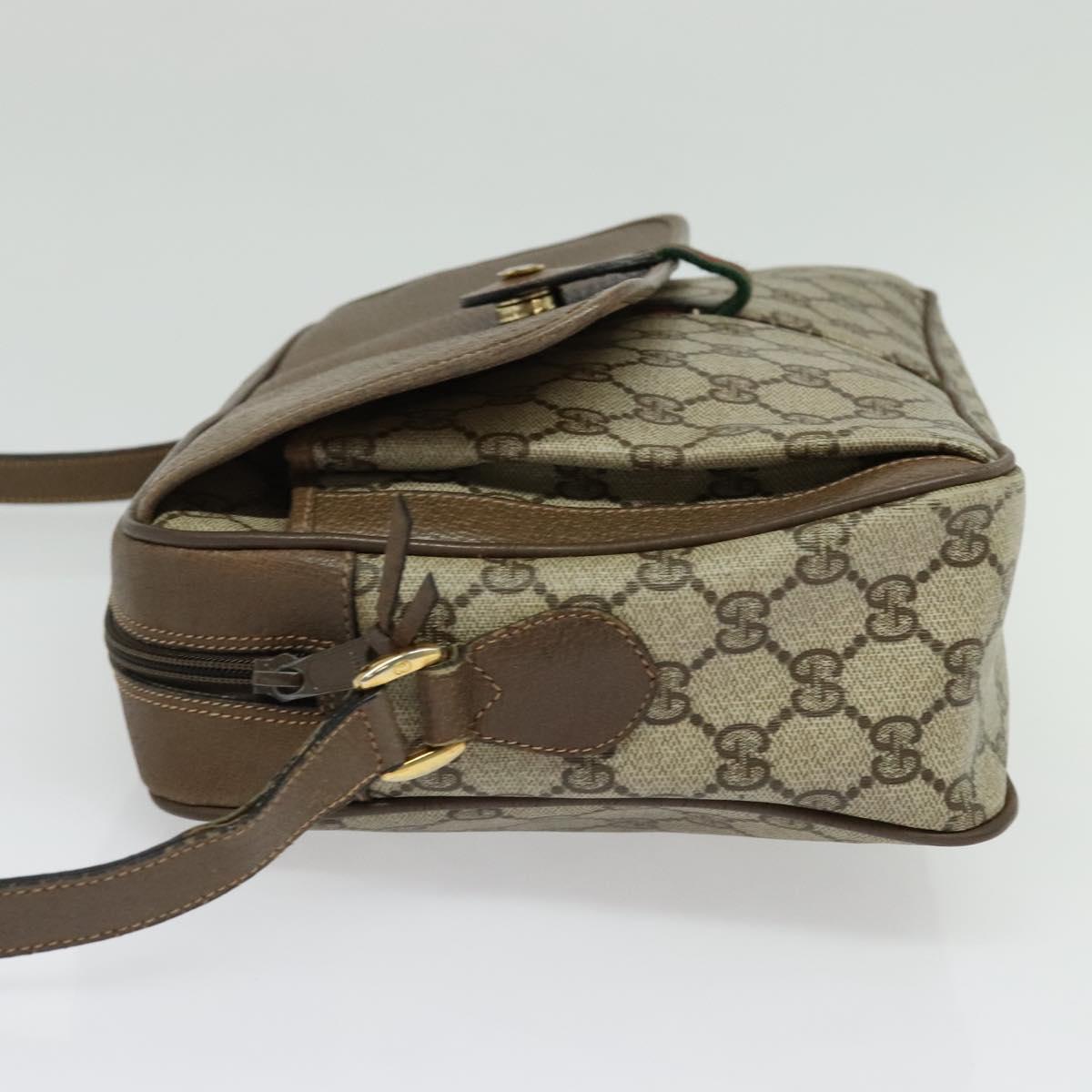 GUCCI GG Supreme Web Sherry Line Shoulder Bag PVC Beige Gold Auth ep10647