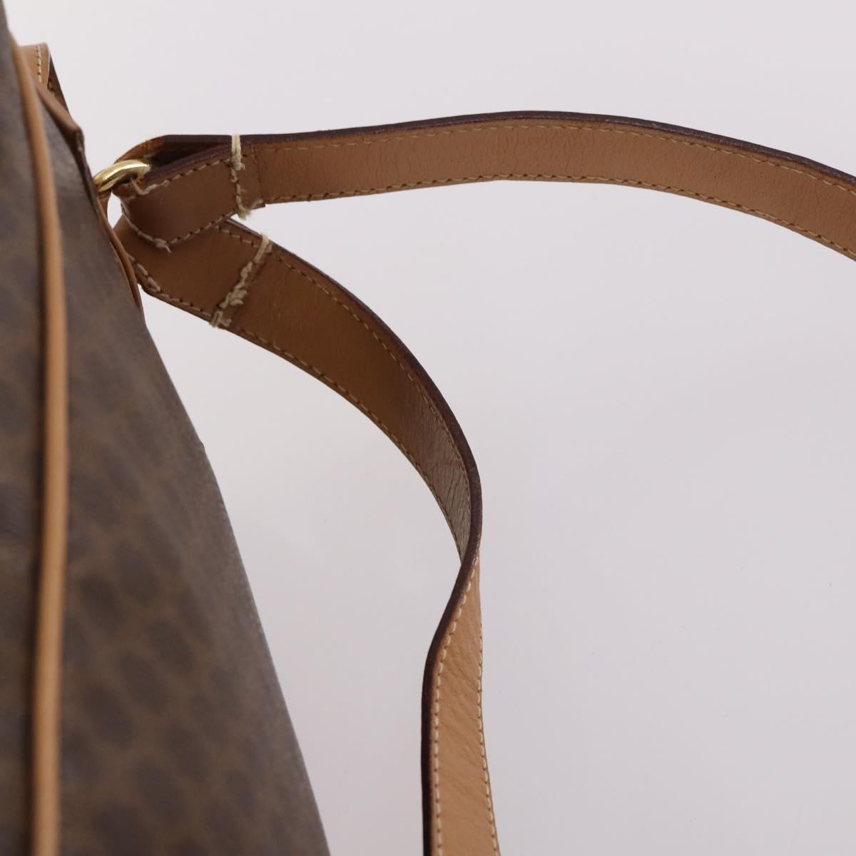 CELINE Macadam Canvas Backpack PVC Leather Brown Gold Auth ep10649