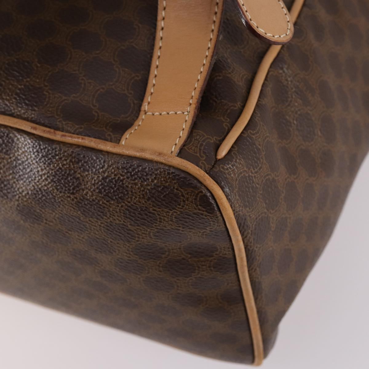 CELINE Macadam Canvas Backpack PVC Leather Brown Gold Auth ep10649
