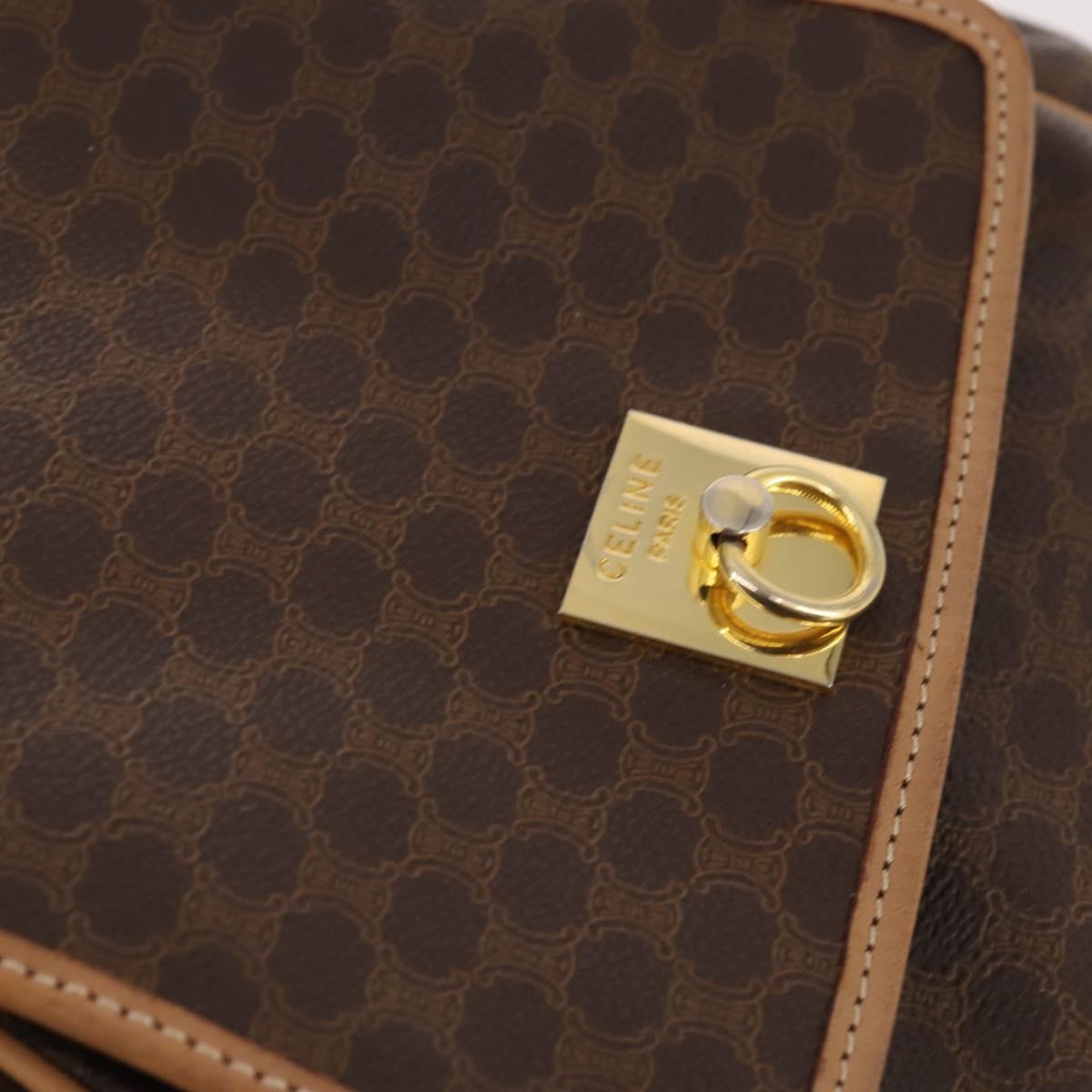 CELINE Macadam Canvas Backpack PVC Leather Brown Gold Auth ep10649