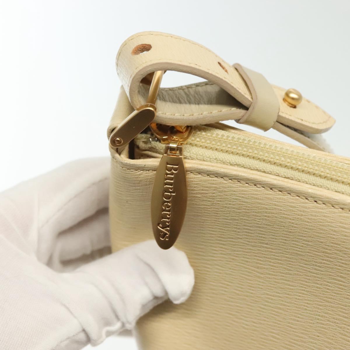 Burberrys Shoulder Bag Leather Beige Gold Auth ep10651
