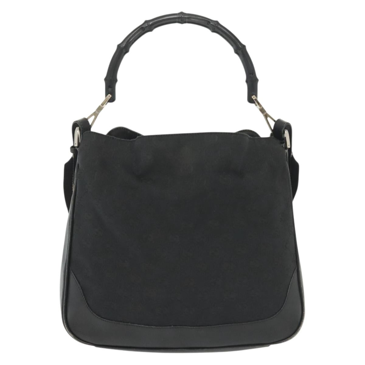 GUCCI Bamboo GG Canvas Hand Bag 2way Black Silver 001 4095 Auth ep10663