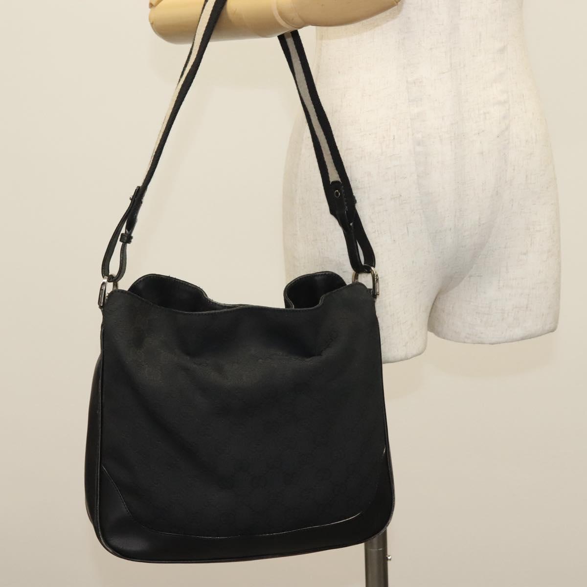 GUCCI Bamboo GG Canvas Hand Bag 2way Black Silver 001 4095 Auth ep10663