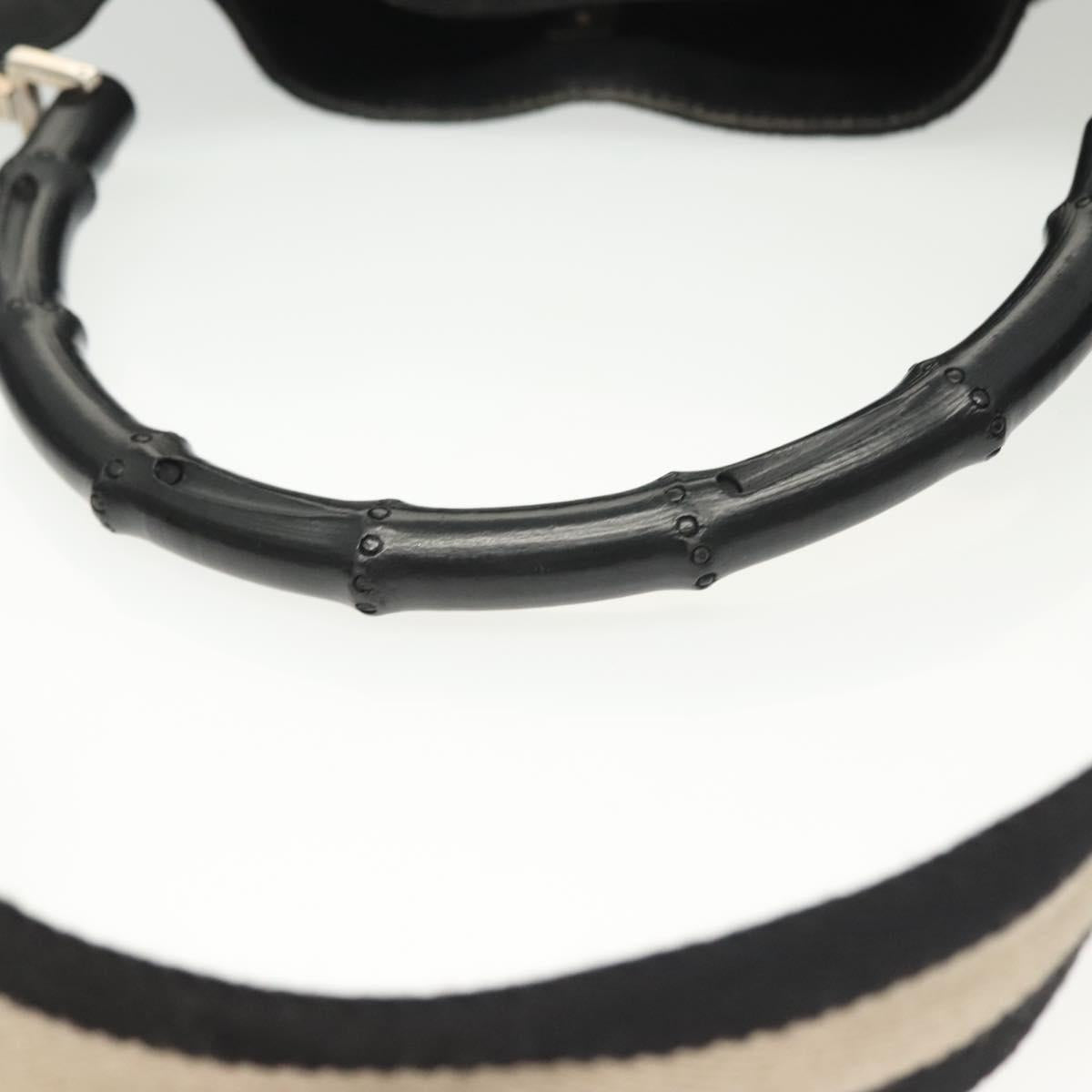 GUCCI Bamboo GG Canvas Hand Bag 2way Black Silver 001 4095 Auth ep10663