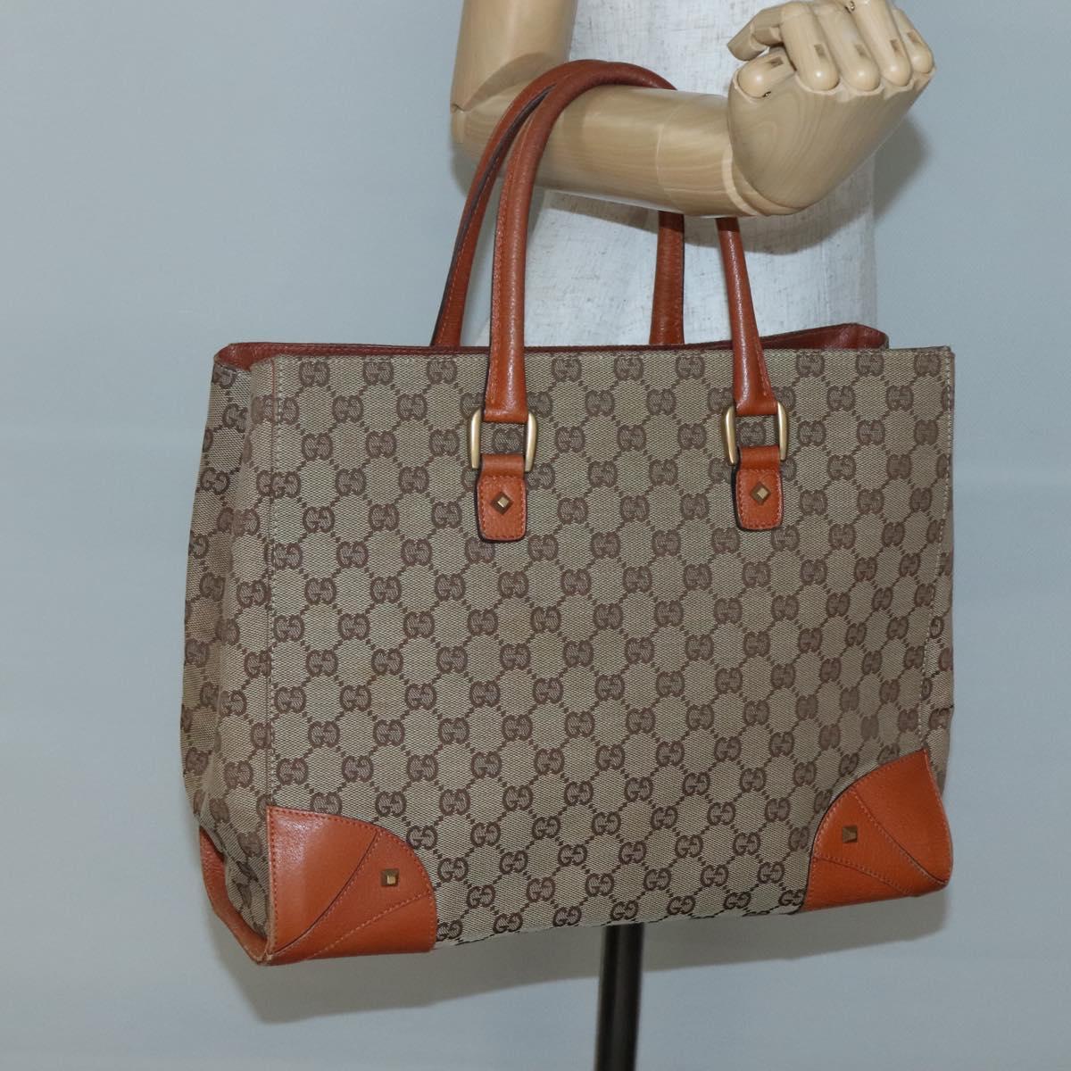 GUCCI GG Canvas Hand Bag Beige 120897 Auth ep10675
