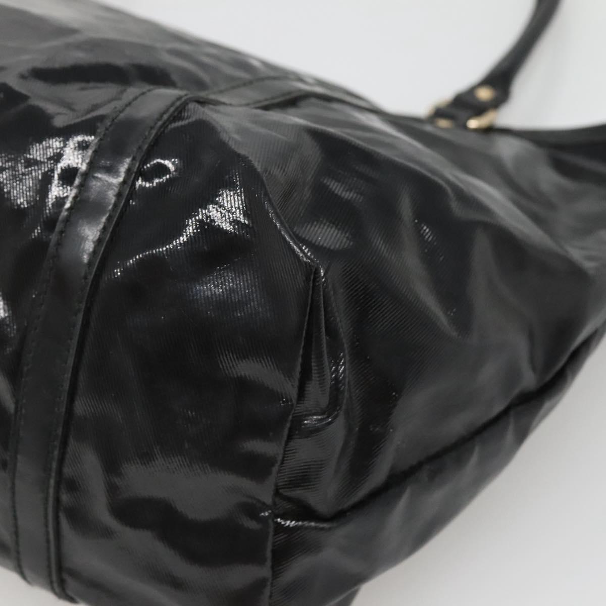 GUCCI Tote Bag Patent leather Black Gold 197953 Auth ep10681