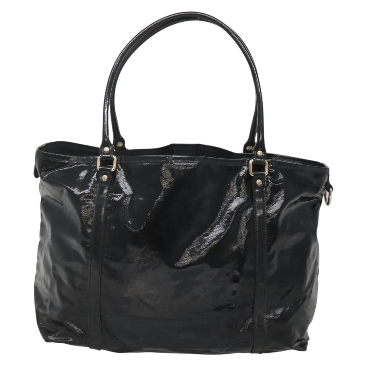 GUCCI Tote Bag Patent leather Black Gold 197953 Auth ep10681