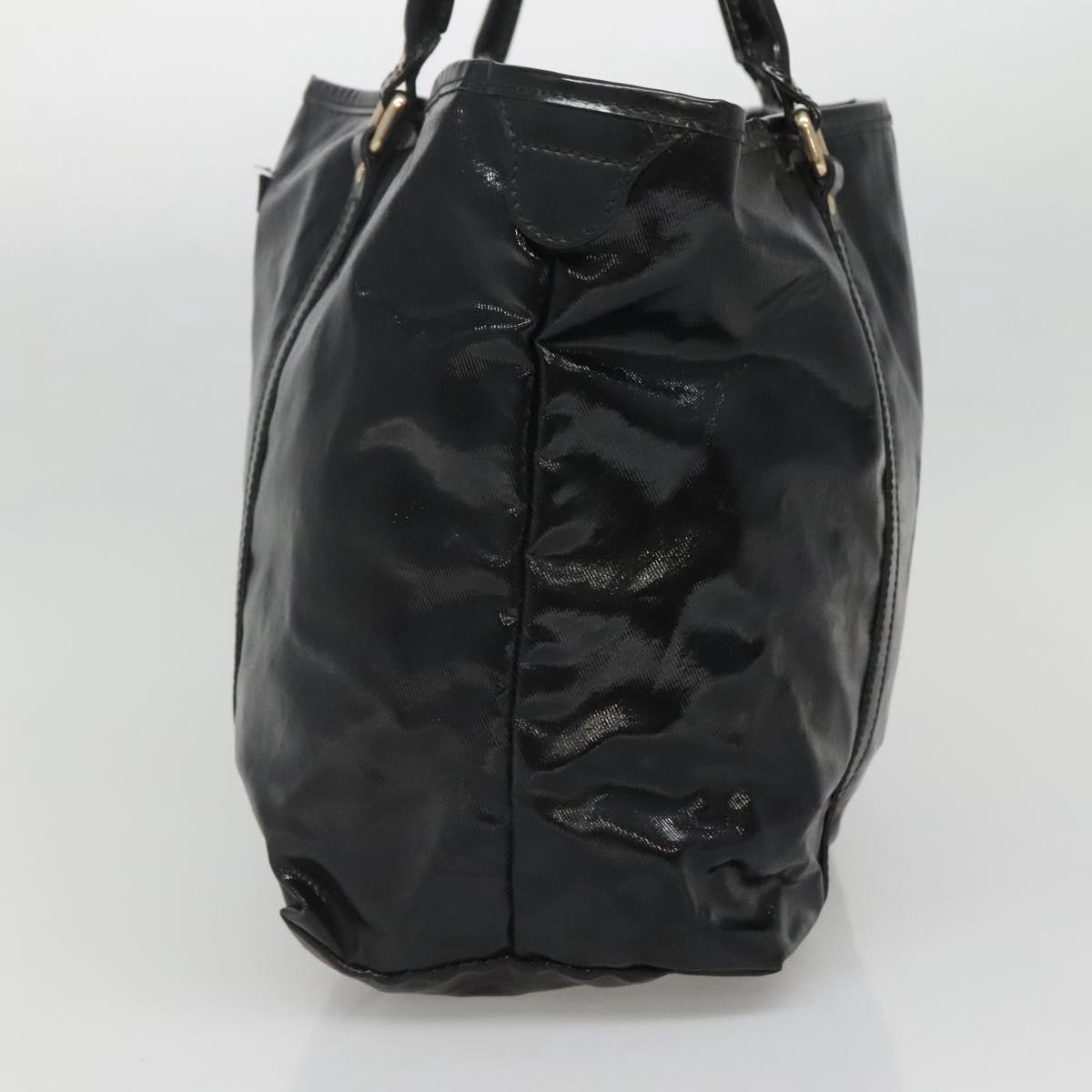 GUCCI Tote Bag Patent leather Black Gold 197953 Auth ep10681