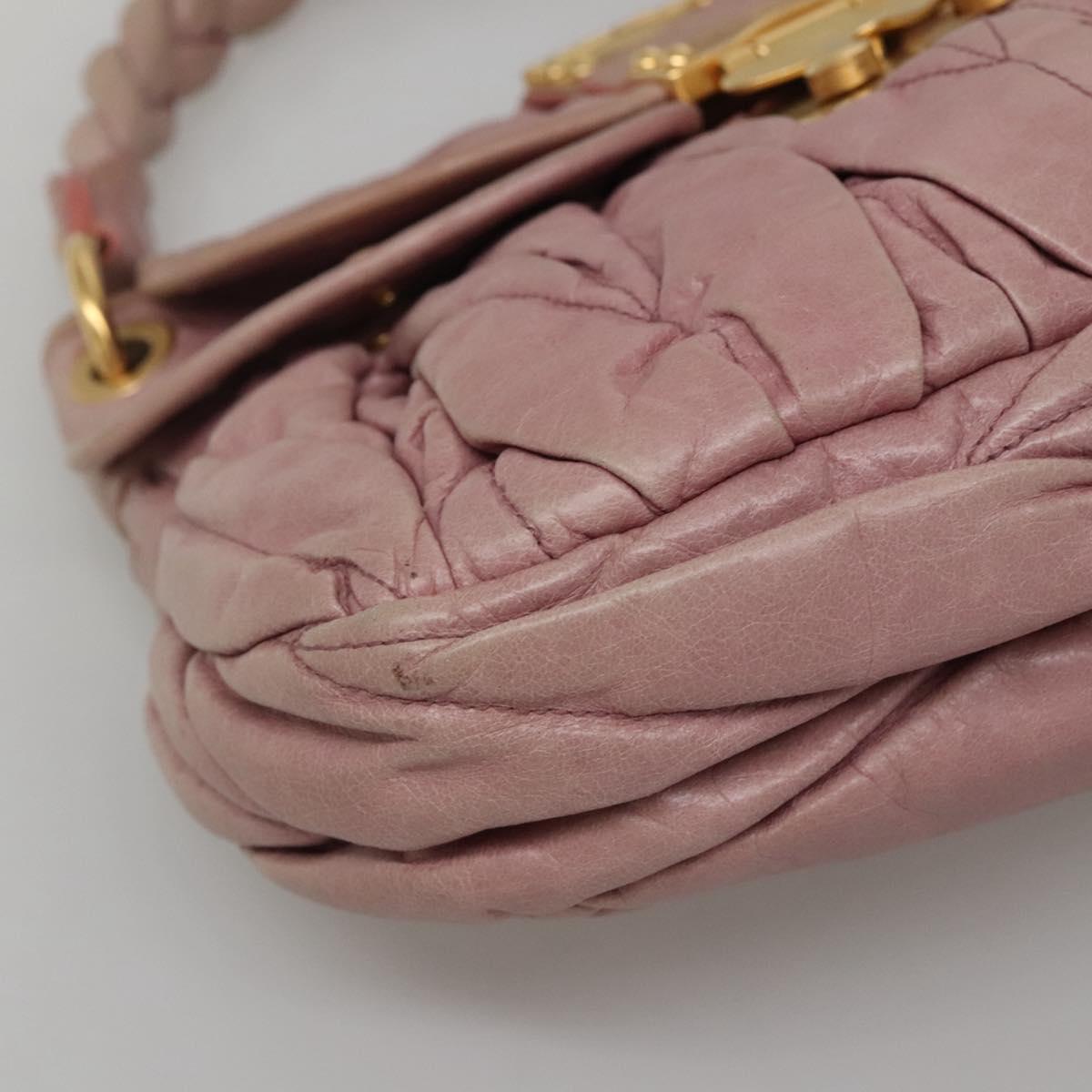 Miu Miu Matelasse Hand Bag Leather Purple Gold Auth ep10682