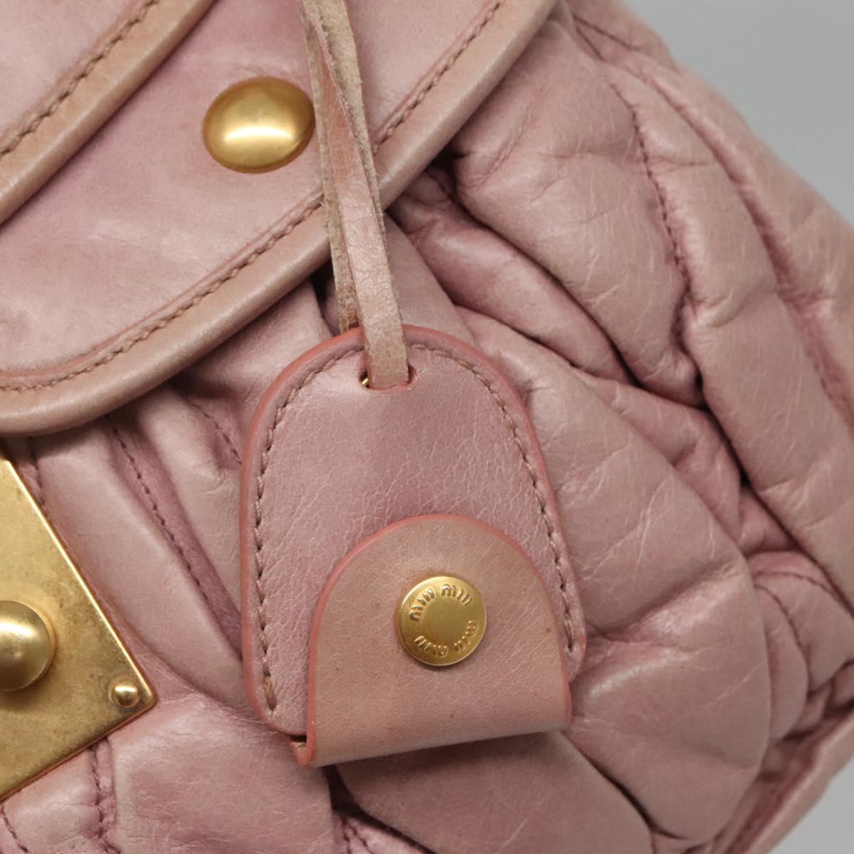 Miu Miu Matelasse Hand Bag Leather Purple Gold Auth ep10682