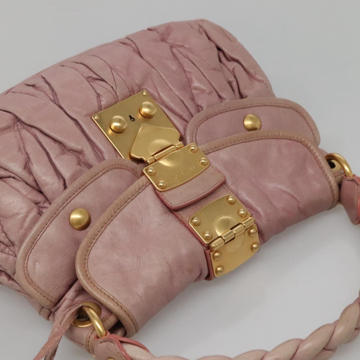 Miu Miu Matelasse Hand Bag Leather Purple Gold Auth ep10682