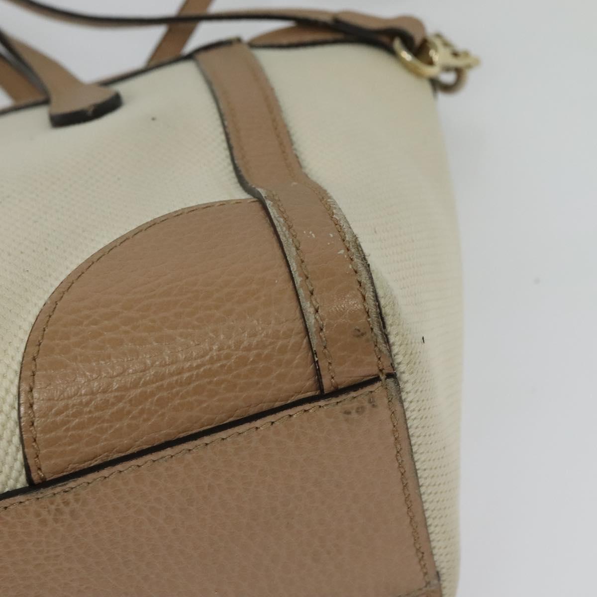 GUCCI Mini Swing Hand Bag Canvas 2way White Gold Auth ep10692